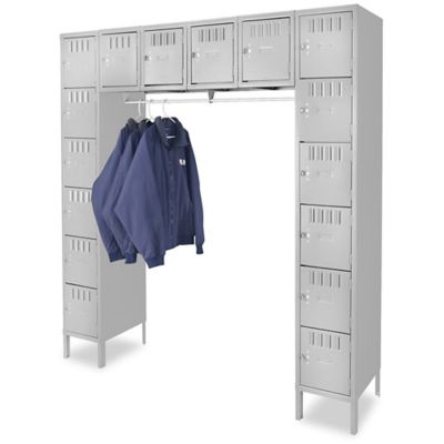 Uline Industrial Lockers - Six Tier, 16-Person, Unassembled, 72" Wide, 18" Deep