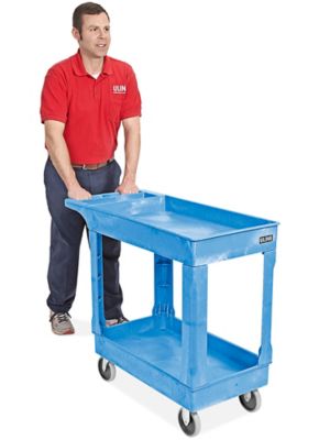 Uline Utility Cart - Narrow, 40 x 18 x 33, Blue