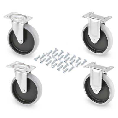 Non-Marking Rubber Caster Kit - 2 Swivel, 2 Rigid, 5 x 15/16" H-2503CASKIT