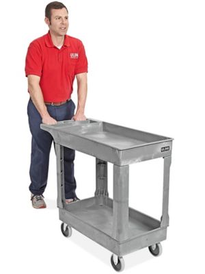 Uline Utility Cart - Narrow, 40 x 18 x 33", Gray H-2503GR