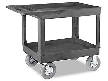 Uline Utility Cart with Pneumatic Wheels - 45 x 25 x 37", Black H-2505BL