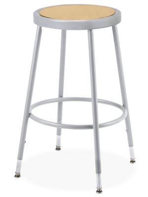 Deluxe Work Stool with Adjustable Arms - Vinyl, Black H-6991BL - Uline