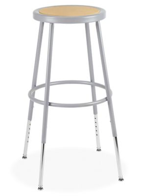 Shop Stool with Backrest - Metal with Adjustable Legs - ULINE - H-4828