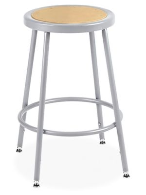 Shop Stool with Backrest - Metal with Adjustable Legs - ULINE - H-4828