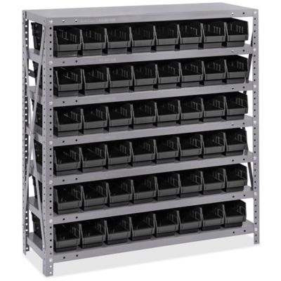 Shelf Bin Organizer - 36 x 12 x 39 with 4 x 12 x 4 Black Bins