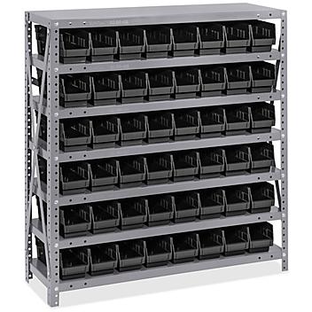 Shelf Bin Organizer - 36 x 12 x 39" with 4 x 12 x 4" Black Bins H-2511BL