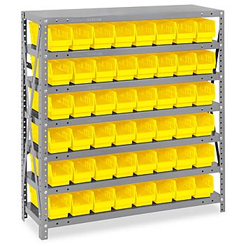 Shelf Bin Organizer - 36 x 12 x 39" with 4 x 12 x 4" Yellow Bins H-2511Y