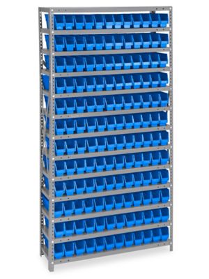 Organizador con Repisas para Gavetas - 36 x 12 x 75 con Gavetas Azules de  4 x 12 x 4, 91 x 30 x 191 cm H-1772BLU - Uline