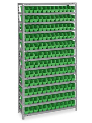 Shelf Bin Organizer - 36 x 12 x 75 with 8 1/2 x 12 x 4 Blue Bins - ULINE - H-1774BLU