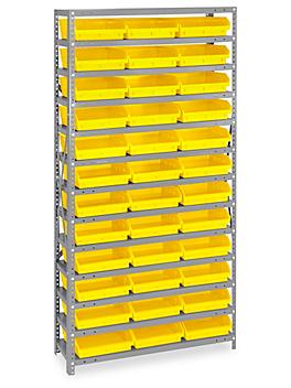 Shelf Bin Organizer - 36 x 12 x 75" with 11 x 12 x 4" Yellow Bins H-2514Y