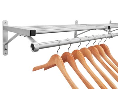 Glaro Coat Rack 8000BSA-36 - 36 Inches - Wall Mount - Double Shelf - Hooks and Rod - Aluminum