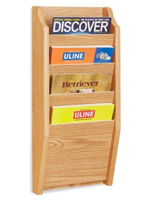 Wooden Wall-Mount Magazine Rack - 4-Pocket H-2517 - Uline