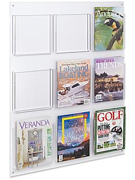 Acrylic Wall-Mount Magazine Rack - 9-Pocket H-2519