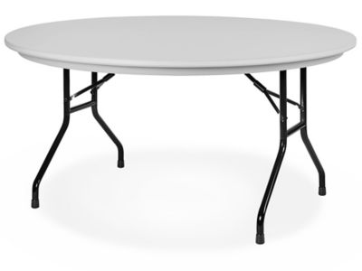 Mesa plegable redonda de color blanco, Peso máximo: 120 kg, Adecuado para  6 personas, Medidas abierta: Ø 88 x 74 cm