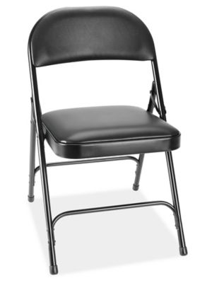 Deluxe Vinyl Padded Folding Chair Black H 2522BL Uline