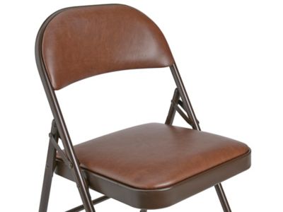 Vinyl Upholstered Folding Chair (2 Pack) - Heavy Duty Ultra Padded 2 Thick  Padded Seat and Back, Triple Braced - Quad Hinging, 300 lb Tested (Beige)