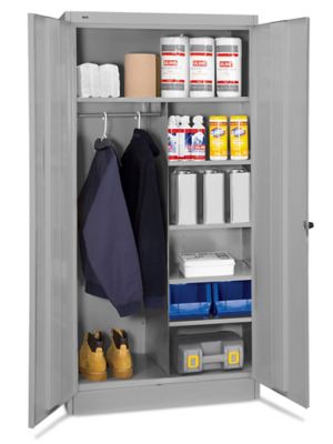 Forbes Industries 2150 Guest Room Attendant Cart 30W x 19D x 36H Cabinet (3) Shelves (2 Adjustable) | Grey | Stainless Steel