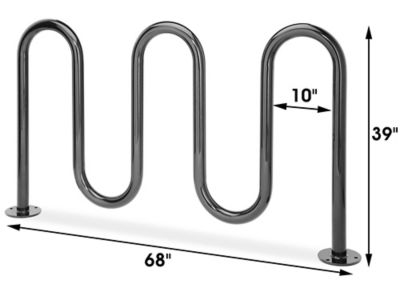 5-Loop Wave Style Bike Rack - 7 Bike Capacity, Black H-2544BL - Uline