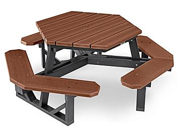 Hex Recycled Plastic Picnic Table - 46", Brown H-2560BR