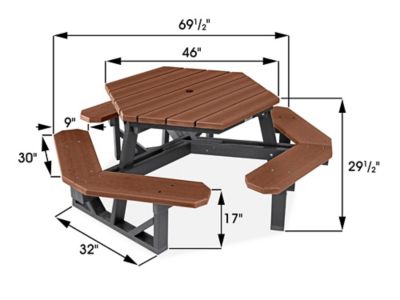 Hex Recycled Plastic Picnic Table - 46