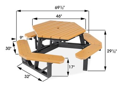 Hex Recycled Plastic Picnic Table - 46