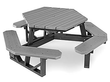 Hex Recycled Plastic Picnic Table - 46", Gray H-2560GR