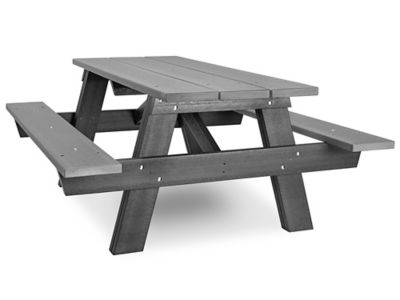 A-Frame Recycled Plastic Picnic Table - 6', Gray H-2563GR - Uline