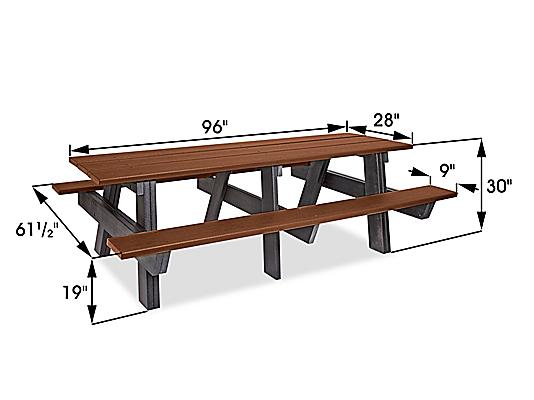 A Frame Recycled Plastic Picnic Table, Typical Picnic Table Dimensions