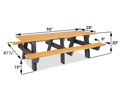 ADA Metal Picnic Table - 8' Rectangle H-2673 - Uline