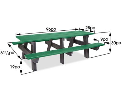 ADA Metal Picnic Table - 8' Rectangle H-2673 - Uline