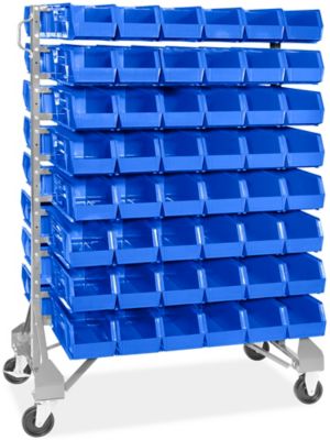  Support de rangement mobile standard pour bacs empilables avec bacs de 15 x 5 1/2 x 5 po