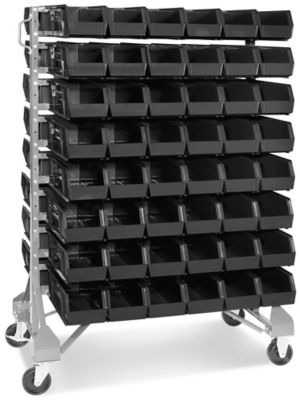 Standard Mobile Stackable Bin Organizer - 15 x 5 1/2 x 5" Black Bins H-2643BL