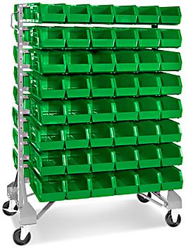 Standard Mobile Stackable Bin Organizer - 15 x 5 1/2 x 5" Green Bins H-2643G