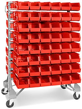 Standard Mobile Stackable Bin Organizer - 15 x 5 1/2 x 5" Red Bins H-2643R
