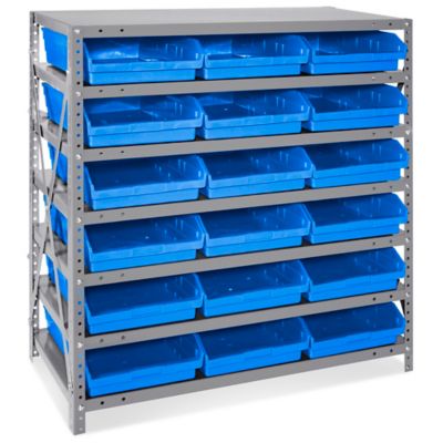 Mobile Gravity Shelf Bin Organizer - 7 x 12 x 4 Bins H-3897 - Uline