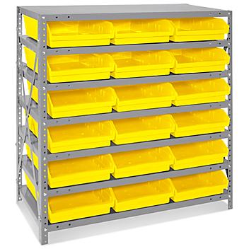 Shelf Bin Organizer - 36 x 18 x 39" with 11 x 18 x 4" Yellow Bins H-2646Y