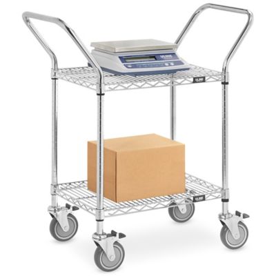 Chrome Heavy-Duty Wire Cart - 36 x 18 x 41", 2 Shelf H-2659