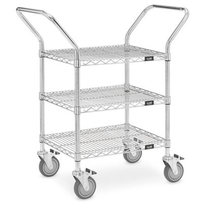 Chrome Heavy-Duty Wire Cart - 36 x 18 x 41", 3 Shelf H-2660
