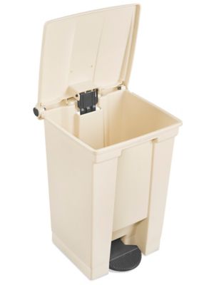 PRO&Family Basurero rectangular de 23 galones y 87 litros, color beige,  funciona con pies, manos libres, cesta de basura, cubo de basura para  cocina