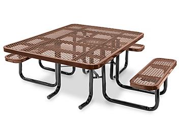ADA Metal Picnic Table - 46" Square, Brown H-2671BR