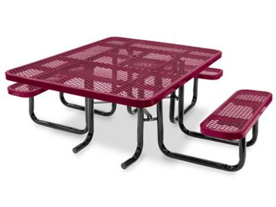 ADA Metal Picnic Table - 46" Square, Burgundy H-2671BU