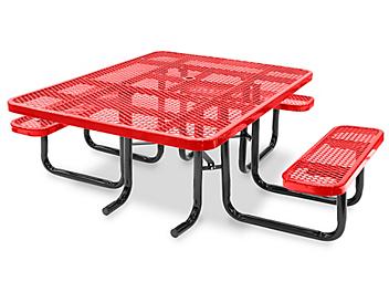 ADA Metal Picnic Table - 46" Square, Red H-2671R