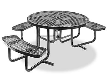 ADA Metal Picnic Table - 46" Round, Black H-2672BL