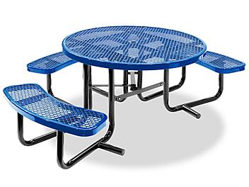 ADA Metal Picnic Table - 46" Round, Blue H-2672BLU