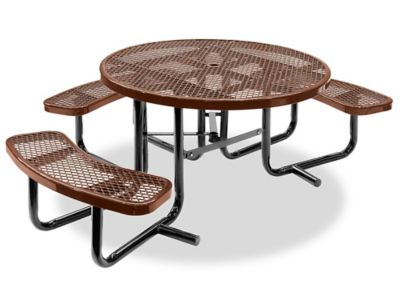 ADA Metal Picnic Table - 46" Round, Brown H-2672BR