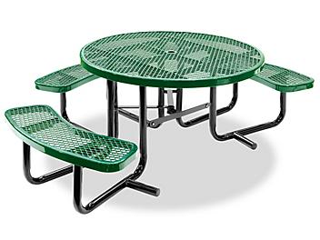 ADA Metal Picnic Table - 46" Round, Green H-2672G