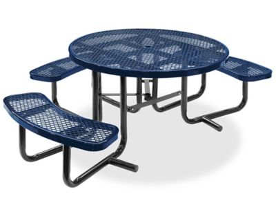 ADA Metal Picnic Table - 46" Round, Navy H-2672NB