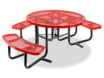 ADA Metal Picnic Table - 46" Round, Red H-2672R