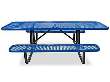 ADA Metal Picnic Table - 8' Rectangle, Blue H-2673BLU