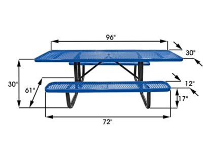 ADA Metal Picnic Table - 8' Rectangle, Blue H-2673BLU - ULINE
